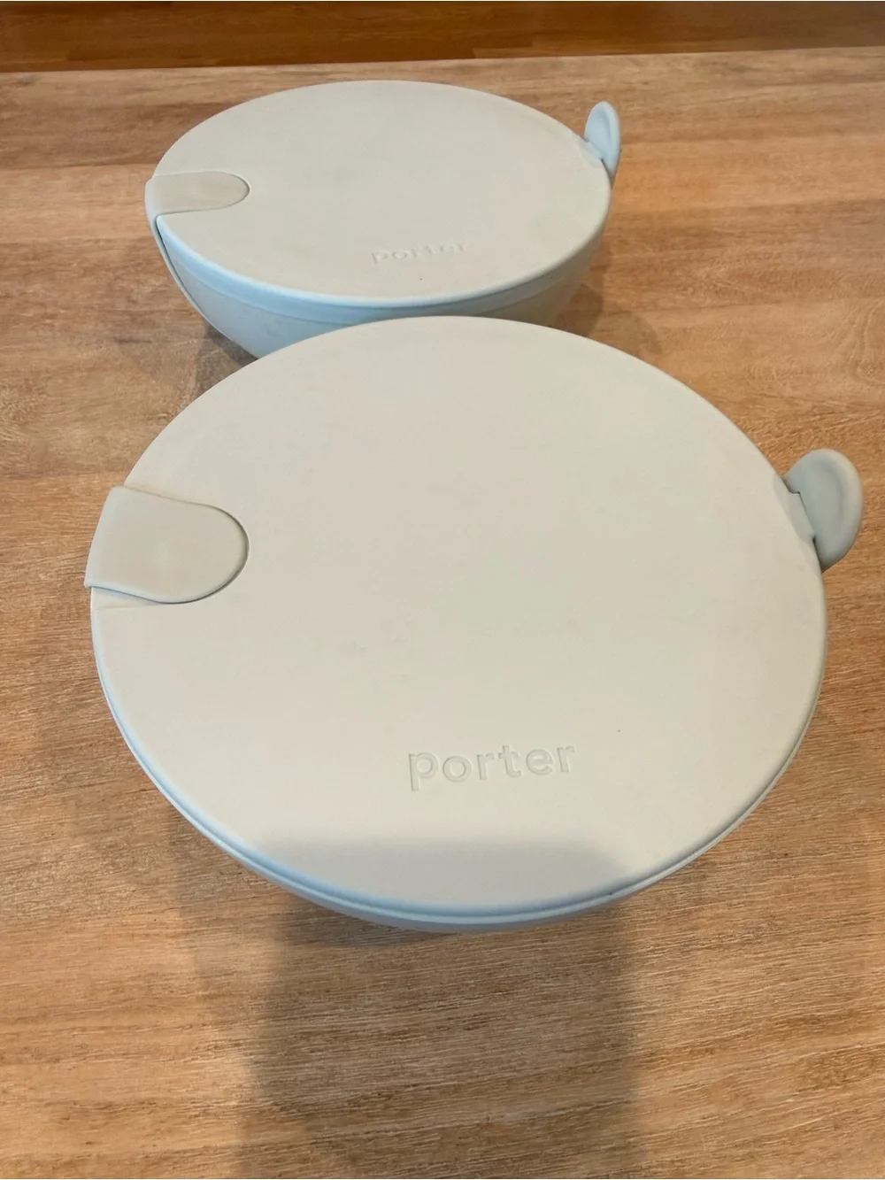 Porter Round Light Blue Storage Containers - Set of 2